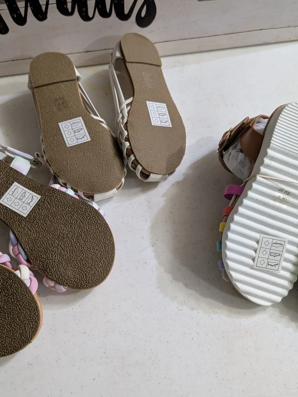 Three Pair Toddler Girls Size 10 Sandals.